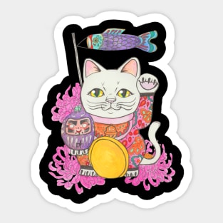 Maneki Neko lucky cat art Sticker